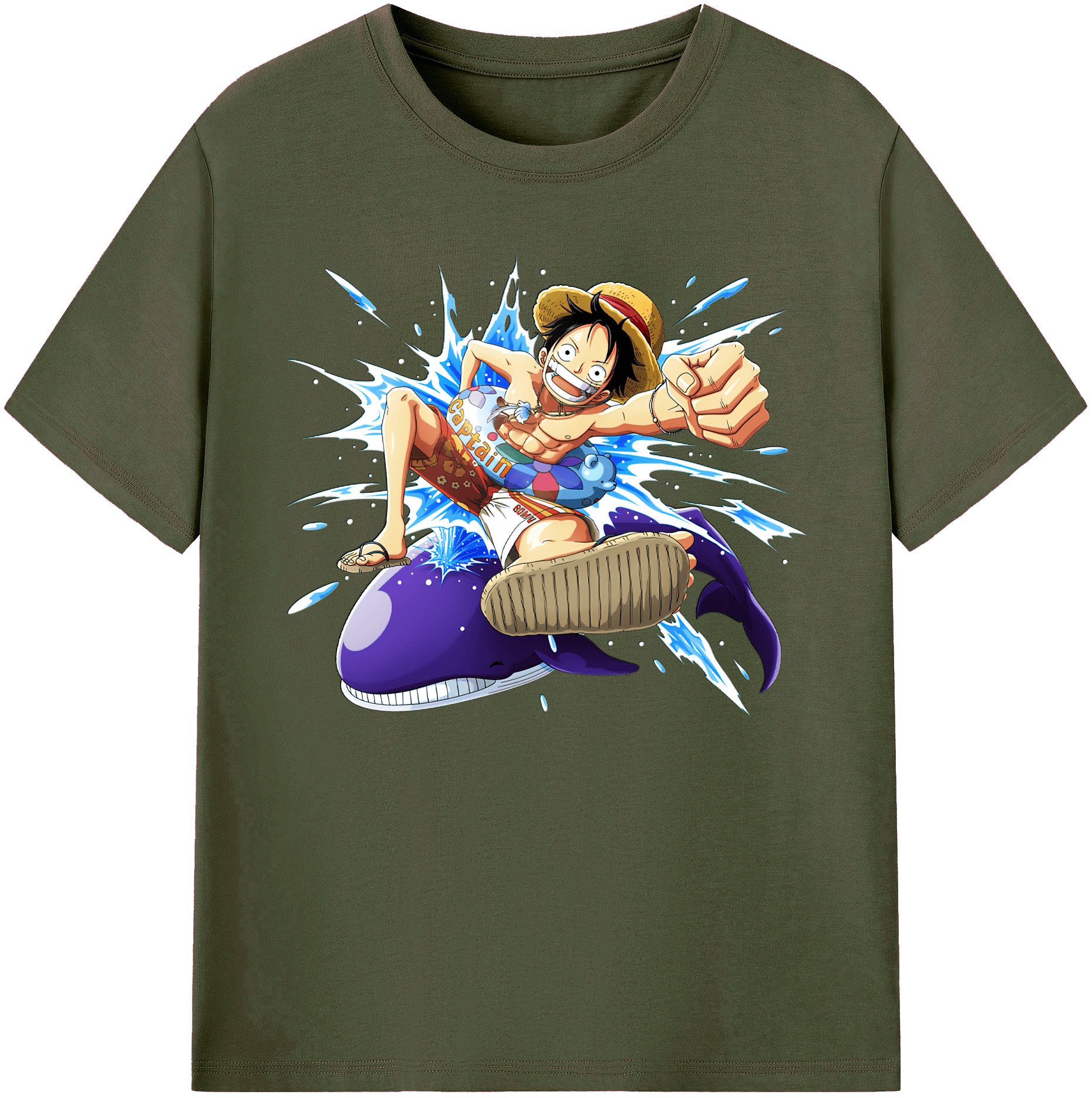 ワンピース モンキー・D・ルフィ ONE PIECE Monkey D. Luffy 綿100％ メンズ半袖Tシャツ｜肌触りやわらか＆通気性